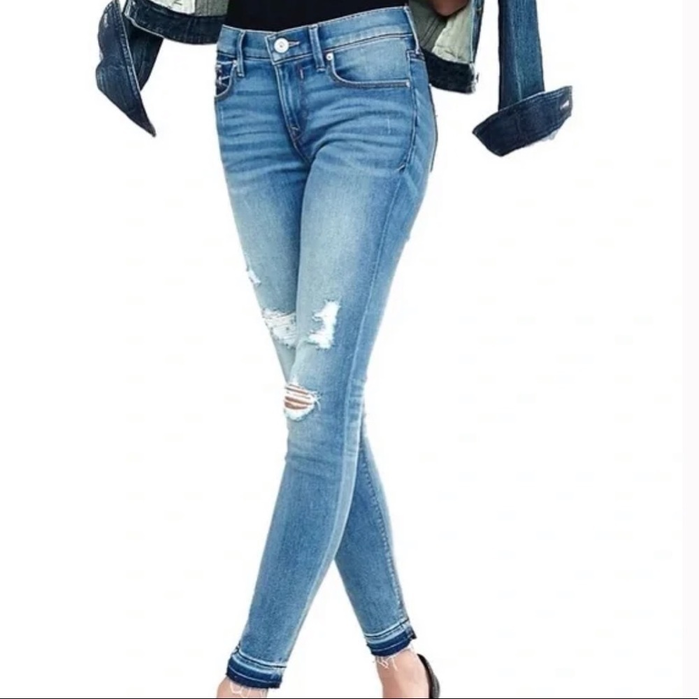CRED NY |  Distressed Skinny Jeans Sz 5 raw hem - Picture 3 of 3